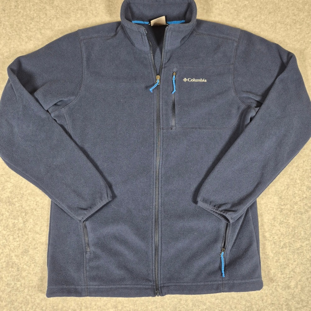 Columbia Fleece Jacket Mens Medium Navy Blue Full Zip Outdoor Hiking